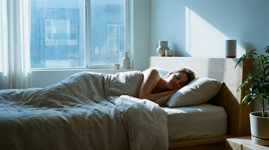 Personne endormie paisiblement, lumière du matin